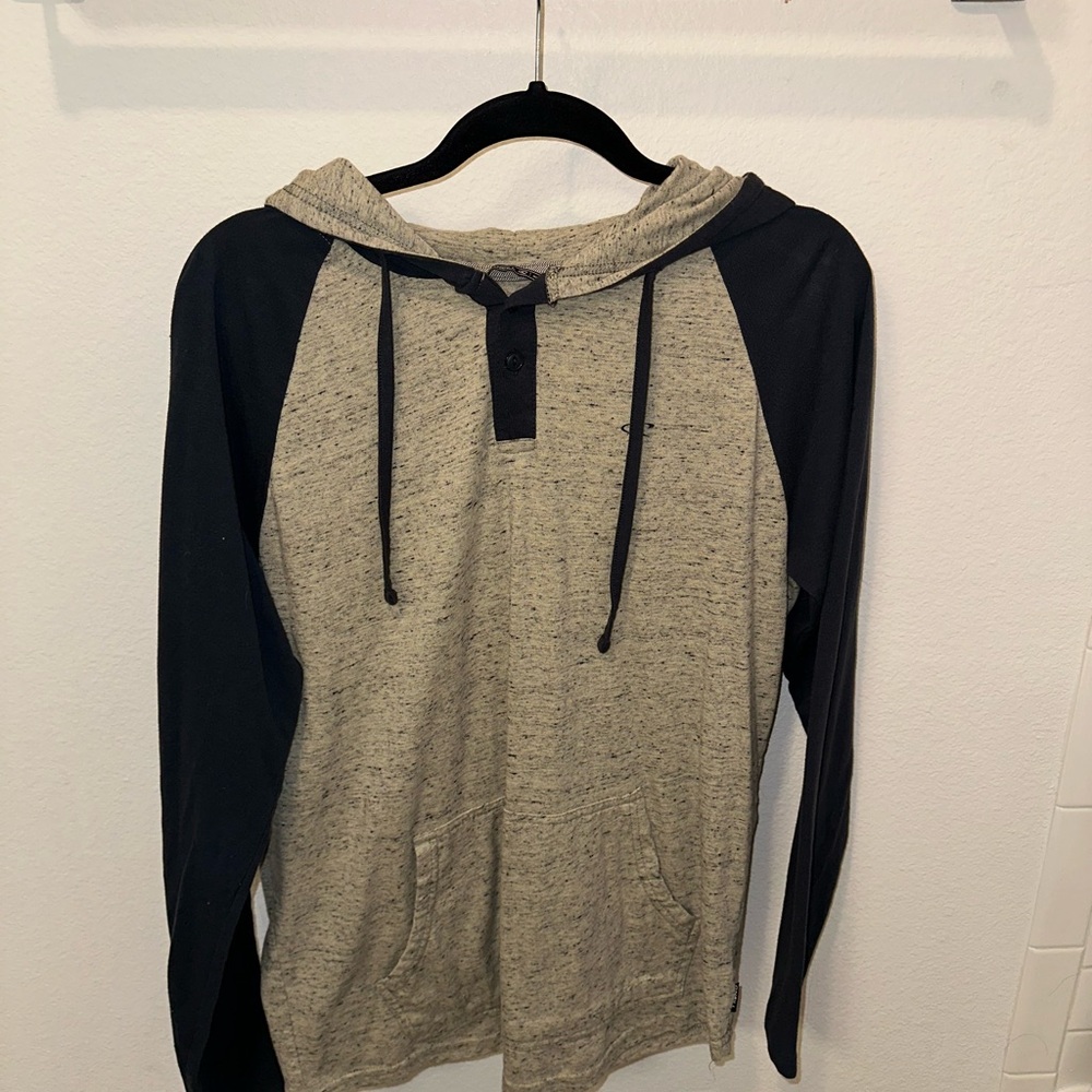 Men's Black and Tan Hooded Shirt